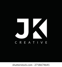 JK letters Logo with negative space design. Letter with geometric typography. Creative Vector Illustration with letters.