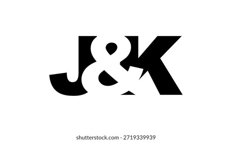 Diseño del logotipo de JK en estilo audaz. Símbolo de identidad blanco y negro. Emblema de tipografía moderna. Icono de marca Corporativa. Mínima Plantilla de negocio.