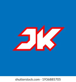 JK logo design, initial JK letter design with sci-fi style. JK logo for game, esport, Technology, Digital, Community or Business. J K sport modern Italic alphabet font. Typography urban style fonts.