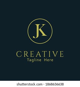 Icono de diseño de logotipo JK vectorial de lujo