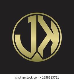 JK Logo monogram circle with piece ribbon style on gold colors