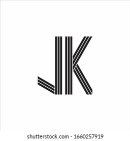 JK Logo monogram outline style linked isolated on white background