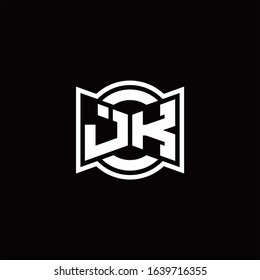 JK logo monogram with ribbon style circle rounded design template