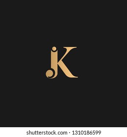 JK Logo Vector. Golden JK logo on black background