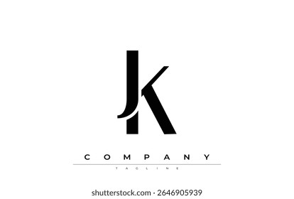 JK Modern Initials Logo Design. Logotipo de marca com iniciais estilizadas apresentando design arrojado e estética moderna. Ideal para profissionais de marca de negócios ou projetos criativos com foco em minimalista