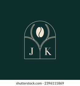 JK Unique and simple logo design combination of letters and coffee bean