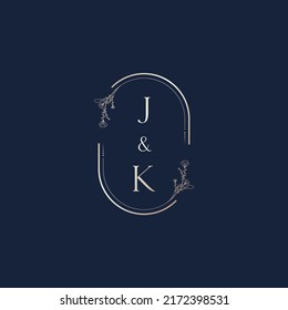 JK wedding initial logo letters in high quality professional design that will print well across any print media