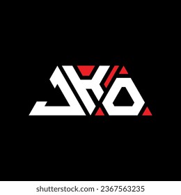 Diseño del logotipo de la letra del triángulo JKO con forma de triángulo. Monograma de diseño del logotipo del triángulo JKO. Plantilla de logotipo vectorial del triángulo JKO con color rojo. Logotipo triangular JKO Diseño sencillo, elegante y lujoso.