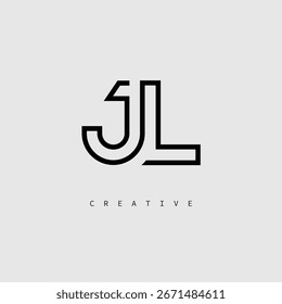 JL Creative Letter Logo – Minimal Line Monogram in Black Outline for Modern Branding Identity Design.