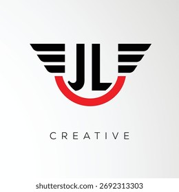 JL Creative Wings Letter Logo mit modernem Schild - Leistungsstarkes Business- und Branding-Symbol	

