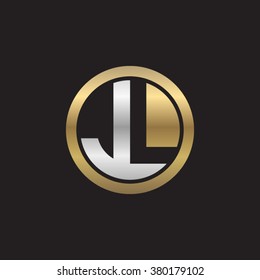 JL initial letters circle elegant logo golden silver black background