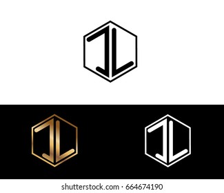 JL initial letters linked with hexagon shape logo


