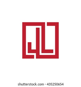 JL initial letters looping linked square logo red