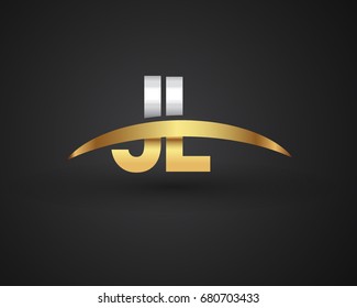 JL initial logo company name colored gold and silver swoosh design. vector logo for business and company identity.
