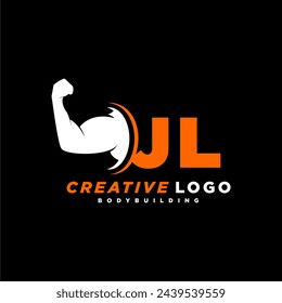 JL initial monogram for fitnes or gym logo with creative style design