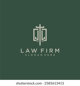 JL initial monogram for law firm with sword and shield logo image