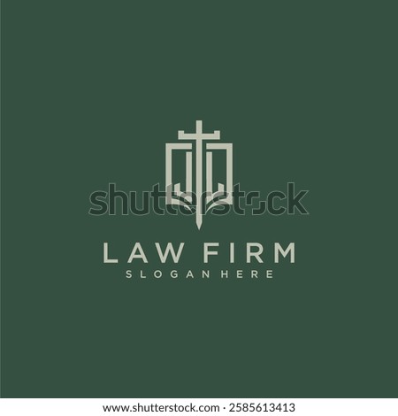 JL initial monogram for law firm with sword and shield logo image
