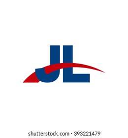 JL initial overlapping swoosh letter logo blue red