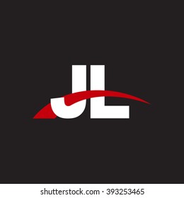 JL inicial sobreposição swoosh letra logotipo branco vermelho preto fundo