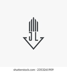 Ilustración del material del logotipo inmobiliario de JL. vector de logotipo