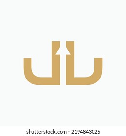 JL Letter arrow up golden logo vector image