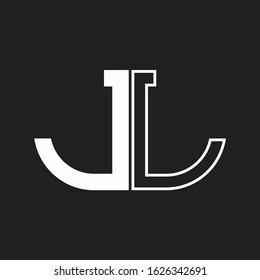 JL Letter logo monogram with oval shape negative space design template