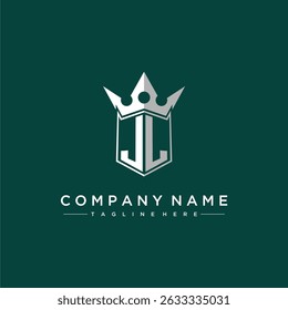 JL letter monogram initial logo for shield and crown design