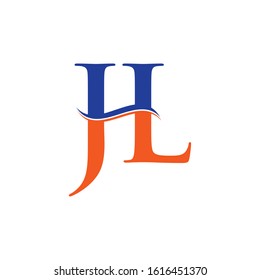 JL letter Type Logo Design Blue, Orange With White Background. Initial JL logo Design