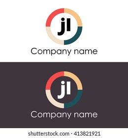 JL letters business logo icon design template. Vector with four colors circle