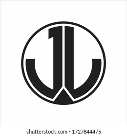 Logotipo JL Círculo monograma con estilo de cinta de la pieza sobre fondo blanco