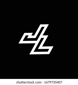 JL logo monogram with up to down style negative space design template isolated on black background