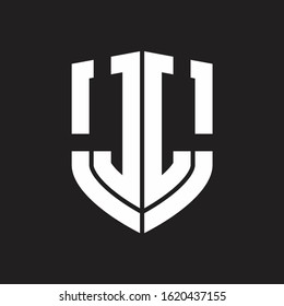 JL Logo monogram with emblem shield shape design isolated on black background