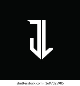 Monograma del logotipo JL con plantilla de diseño de estilo de escudo de emblemas