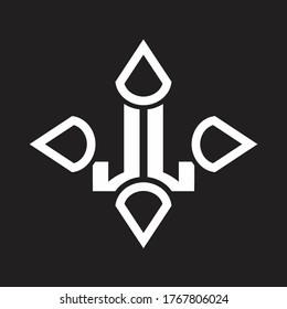 JL Logo monogram with four cone rounded by the shape design template
