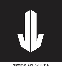 Monograma del logotipo JL con plantilla de diseño de estilo de cinta octagonal