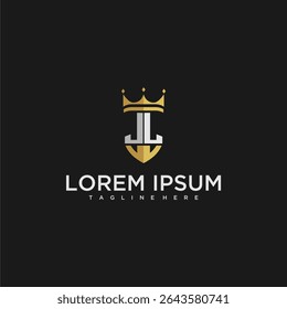 JL luxury letter monogram for crown and shield logo design