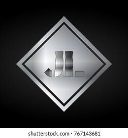 JL Monogram, Silver Logo, Metal Logo, Luxury, Elegant, Abstract, square