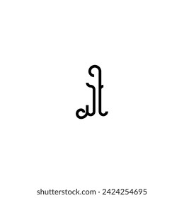 JL simple concepto curvado diseño de logotipo inicial de fondo blanco y negro