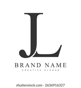 JL trendy logotype template. Initial letter j and l classic font style. Creative logo for company name or identity. Vector illustration.
