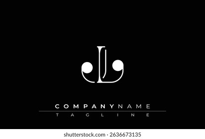 JL Typography Logo Design. Stylish monogram design depiction featuring the letters J and L combined in an artistic signature style, delivering a unique and creative visual representation.