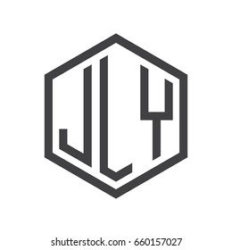 JLY three-letter initials hexagon logo black