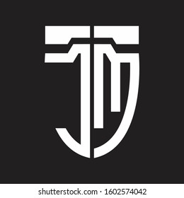 JM Abstrack logo monogram with emblem style isolated on black background