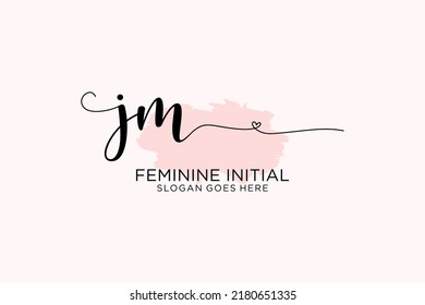 JM beauty monogram and elegant logo design handwriting logo of initial signature, wedding, fashion, floral and botanical with creative template.