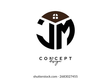 JM Creative Real Estate Monogram Logo Concept Design in Circle Shape