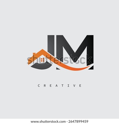 JM House Letter Logo – Creative Real Estate Monogram with Roof Shape and Home Icon for Property, Architecture and Modern Branding Identity