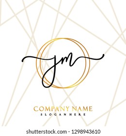 JM Initial Handwriting logo template vector