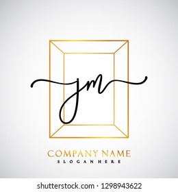 JM Initial Handwriting logo template vector