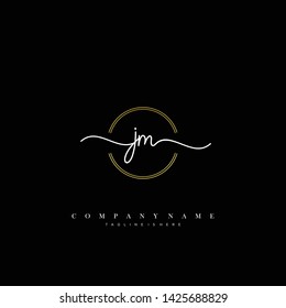 JM initial handwriting logo template vector