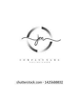 JM initial handwriting logo template vector