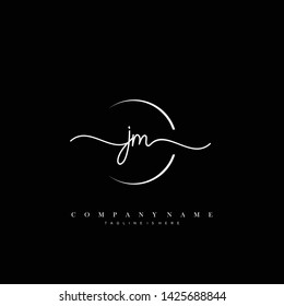 JM initial handwriting logo template vector